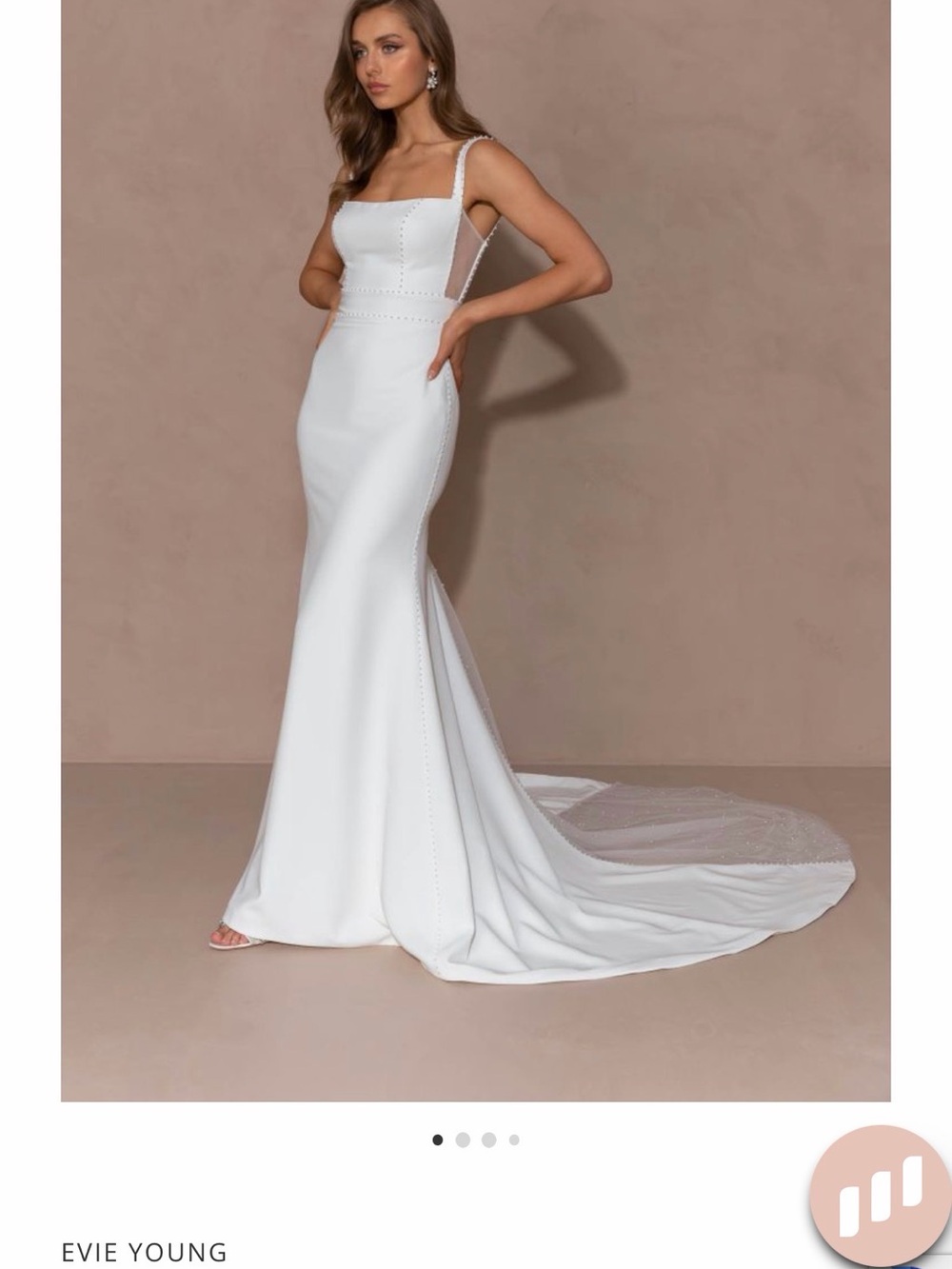 Elegant Evie Young Square-Neck Wedding Gown with Beaded Trim - new with tags